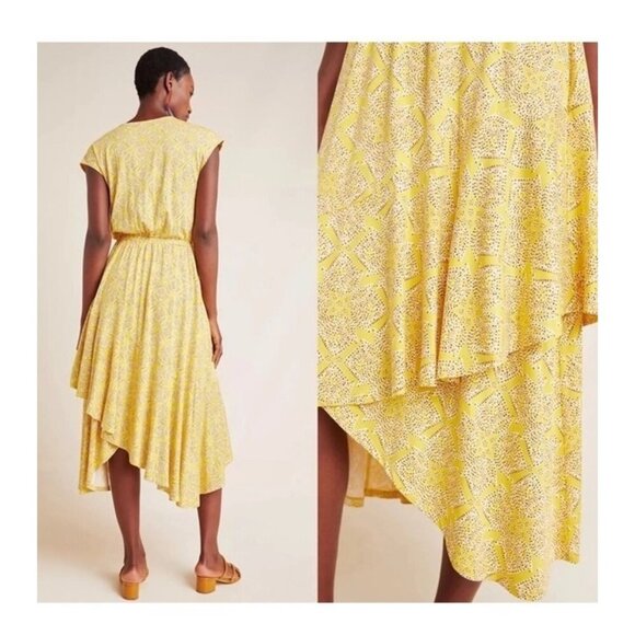 MAEVE Anthropologie Size XS Fete Yellow Handkerchief Midi Dress - Picture 3 of 16